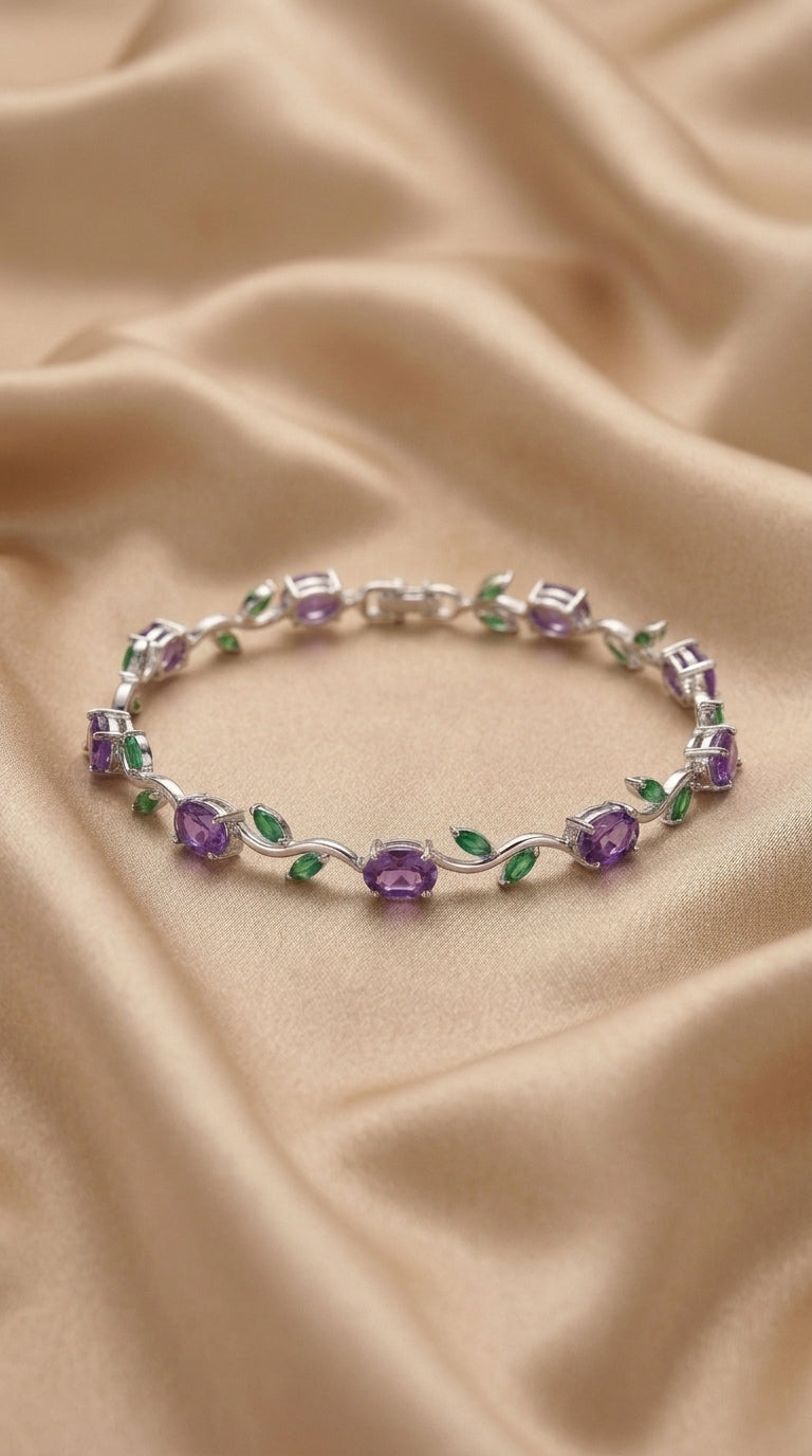 Purple & White Beaded Elegant Bracelet for Women