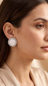 Golden Double-Circle Mother of Pearl Earrings for Women