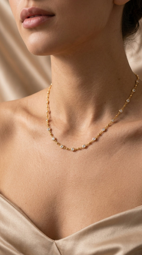 Golden Crystal Stone Elegance Necklace for Women