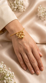 Golden Bow & Heart Charm Bracelet for Women