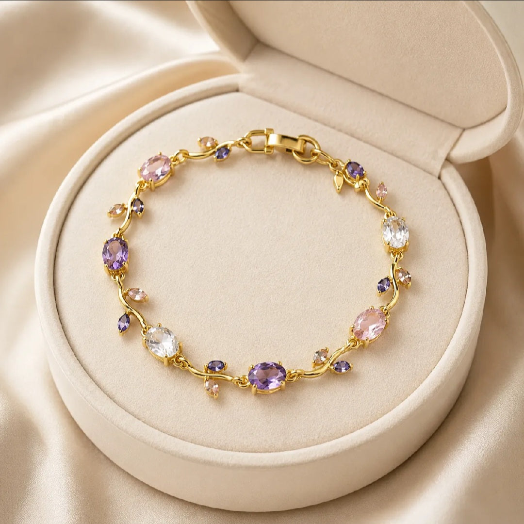 Tulip Flower Bracelet – Delicate Crystal Vine Bracelet for Women - Best Gift Item for Girl/ Women