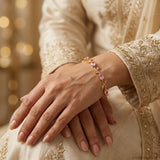 Elegant Beaded Charm Bracelet with Golden Accents