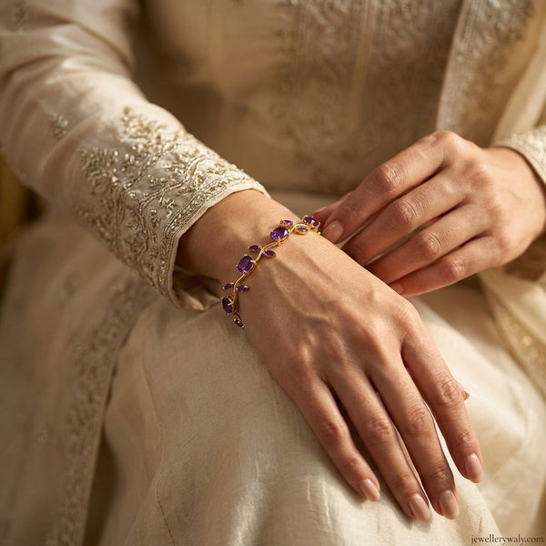 Elegant Beaded Charm Bracelet with Golden Accents