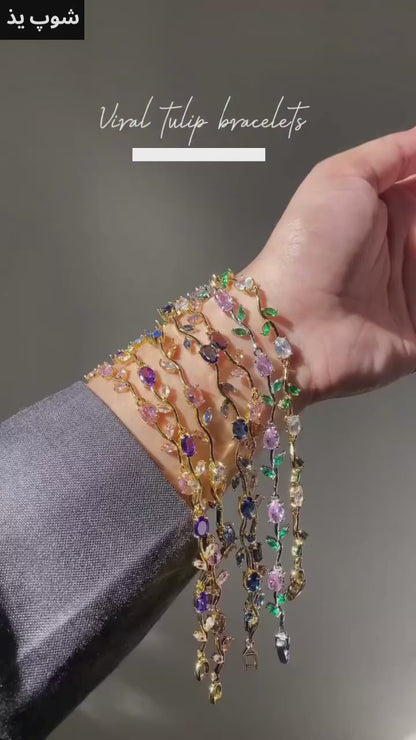 Tulip Flower Bracelet – Delicate Crystal Vine Bracelet for Women - Best Gift Item for Girl/ Women